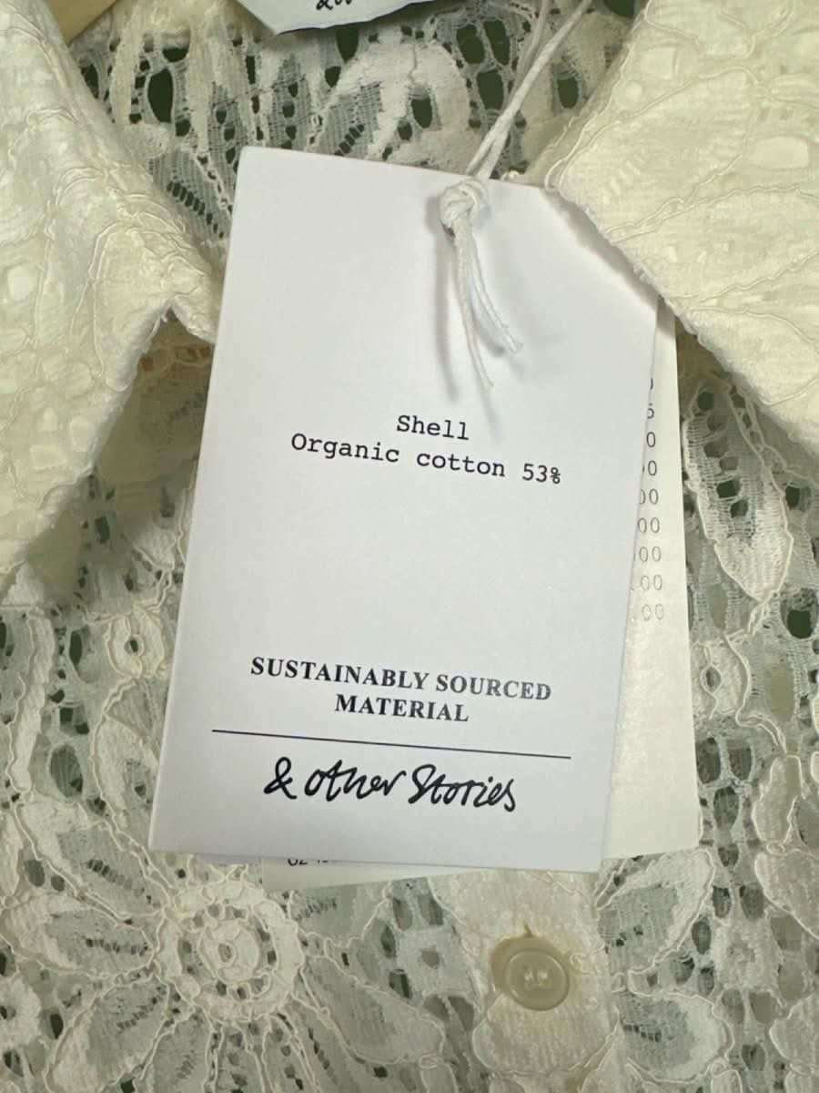 & Other Stories White Lace Short Sleeve Blouse EU 34 UK 6 - Reliked