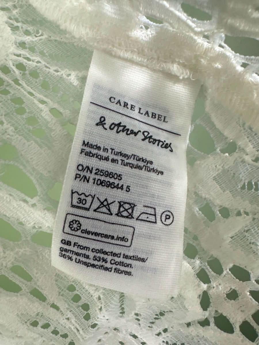 & Other Stories White Lace Short Sleeve Blouse EU 34 UK 6 - Reliked