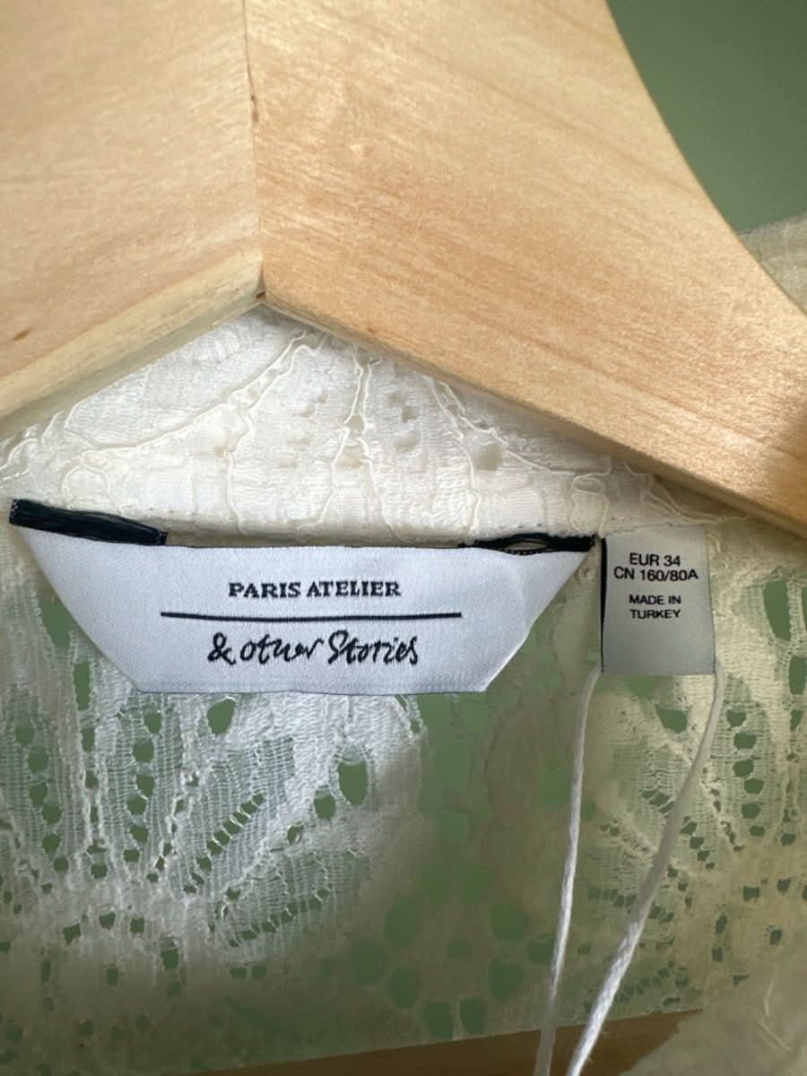 & Other Stories White Lace Short Sleeve Blouse EU 34 UK 6 - Reliked