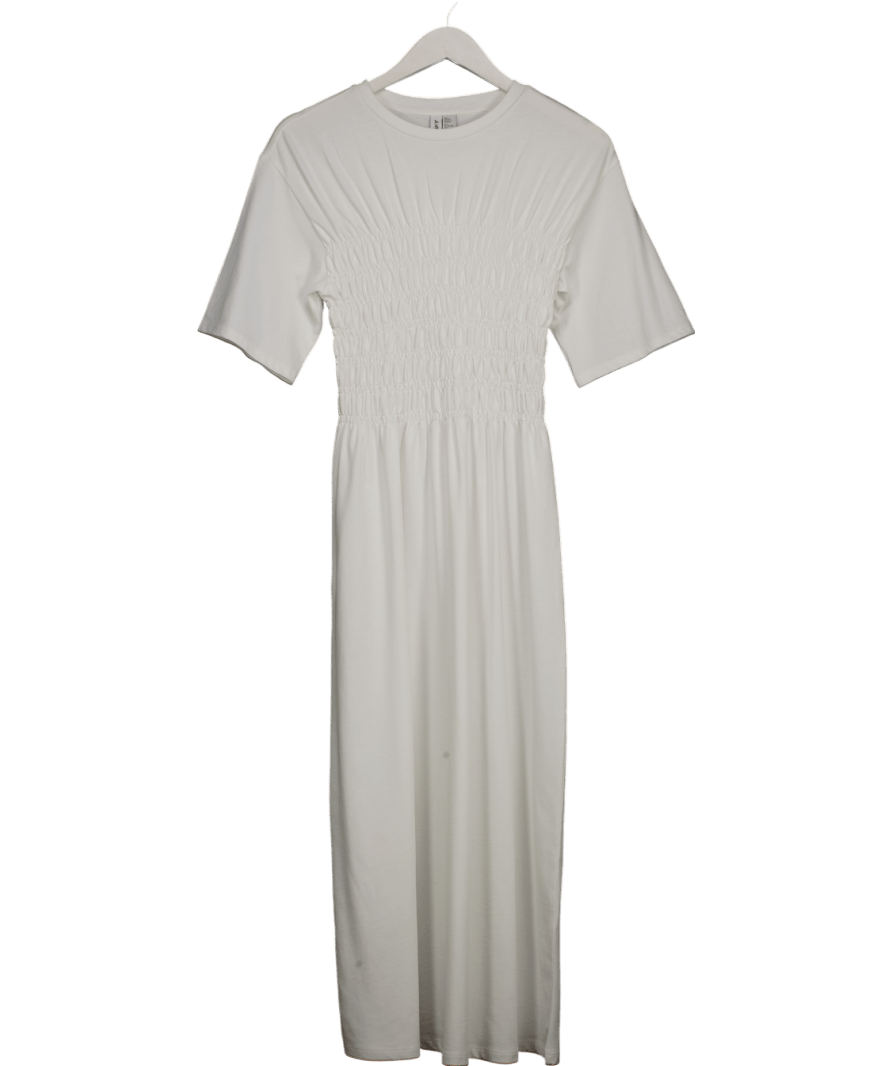 & Other Stories White Smocked Midi Dress UK S - Reliked