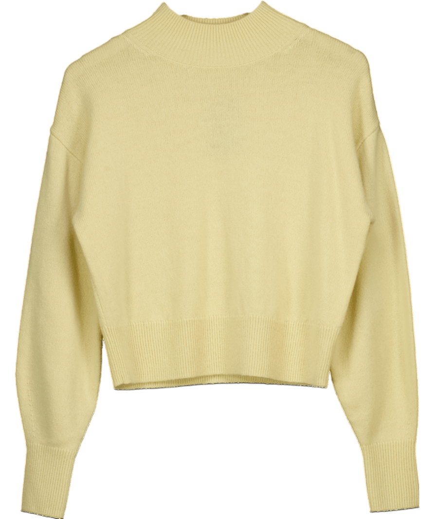 & Other Stories Yellow Butter Y Ellow Mock Neck Wool Blend Jumper UK S - Reliked