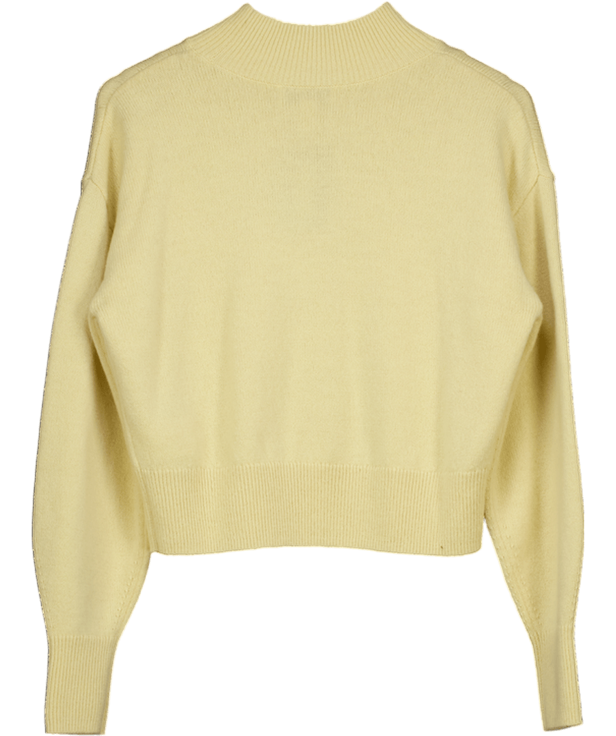 & Other Stories Yellow Butter Y Ellow Mock Neck Wool Blend Jumper UK S - Reliked
