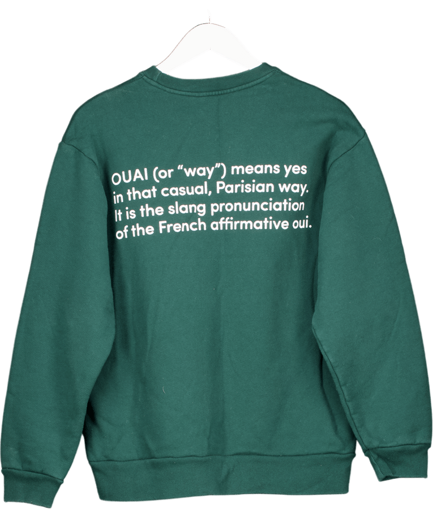 OUAI Green Live Life Your Ouai Embroidered Crewneck UK S - Reliked