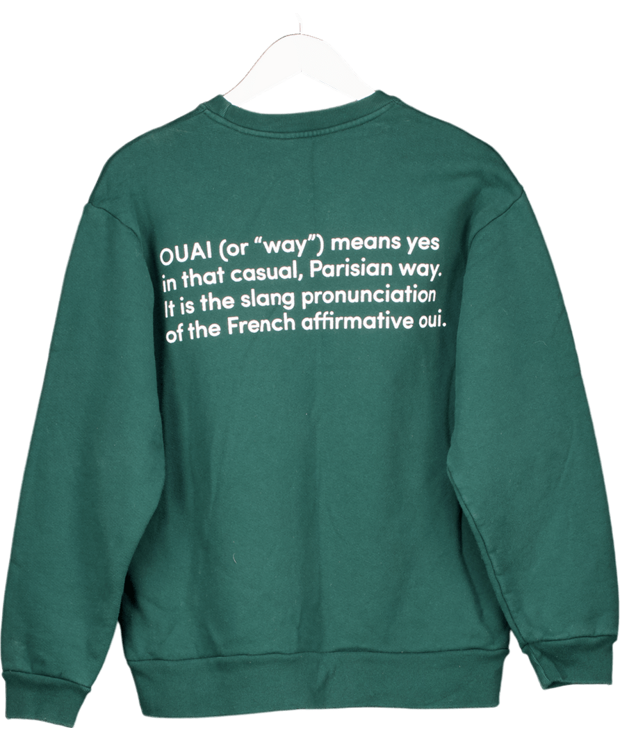 OUAI Green Live Life Your Ouai Embroidered Crewneck UK S - Reliked