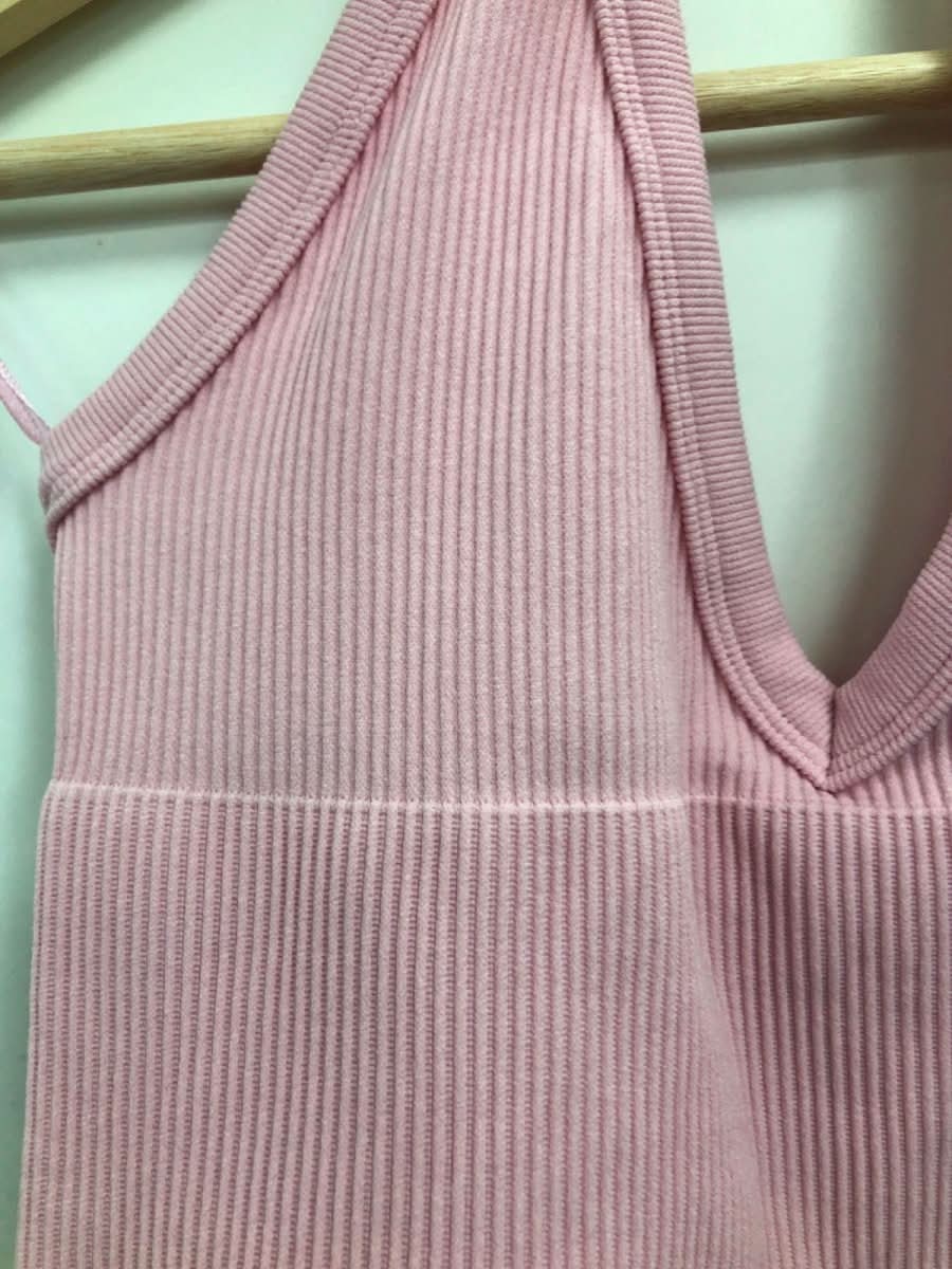 Out From Under Pink Halter Neck Crop Top UK S - Reliked