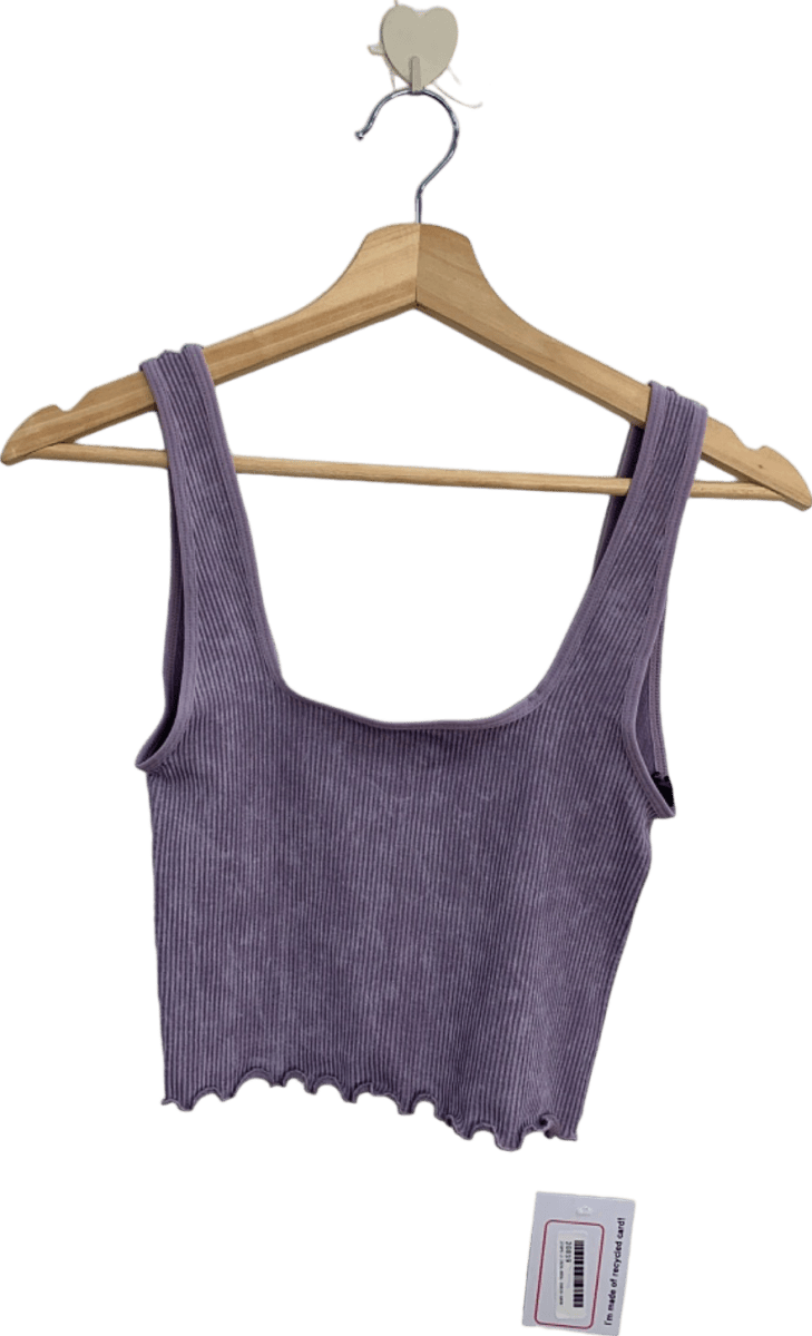 Out From Under Purple Lettuce Edge Acid Wash Tank Top UK S - Reliked