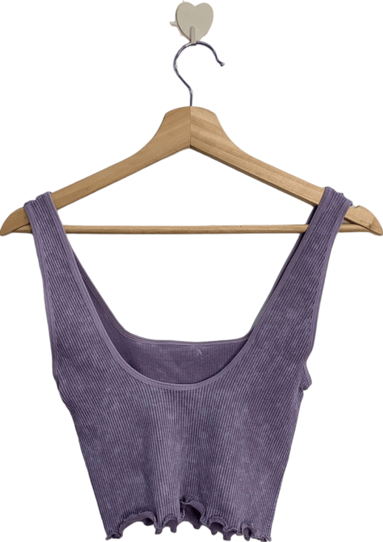 Out From Under Purple Lettuce Edge Acid Wash Tank Top UK S - Reliked