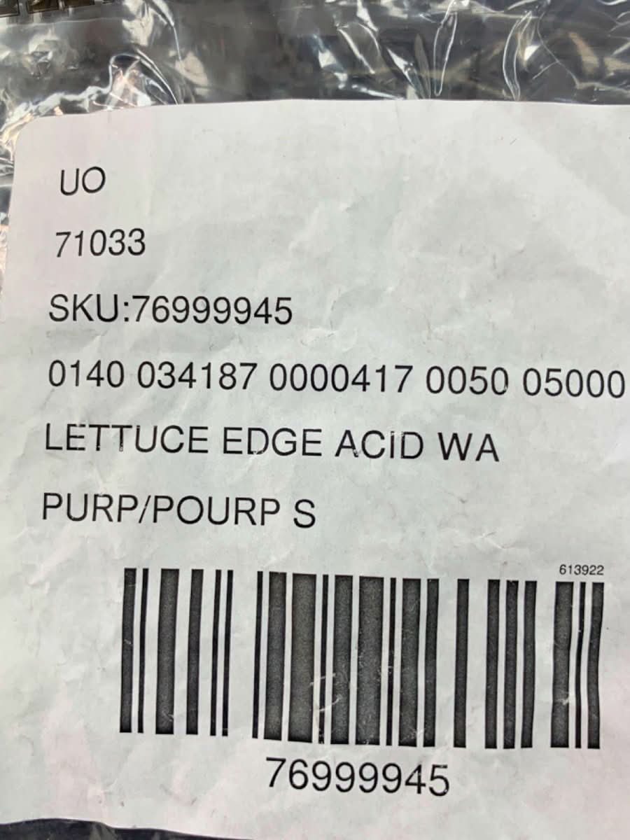 Out From Under Purple Lettuce Edge Acid Wash Tank Top UK S - Reliked