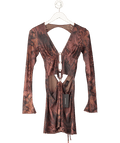 outcast Brown Satime Mini Dress Mauve Leopardo UK S - Reliked