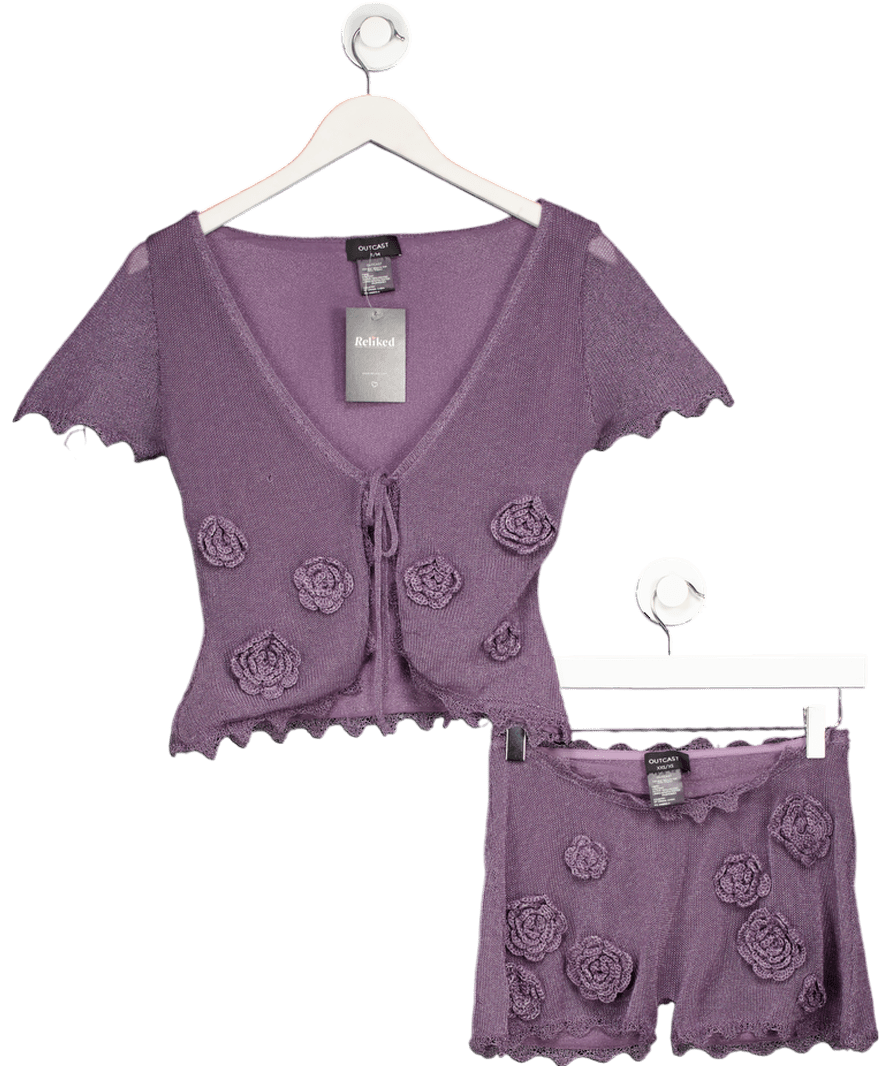Outcast Mii Top Dusty Purple Shimmer And Short Set UK S/M - Reliked