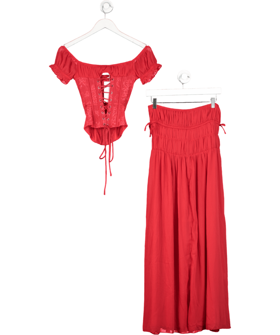 outcast Red Lubela Corset Top And Skirt UK XS - Reliked
