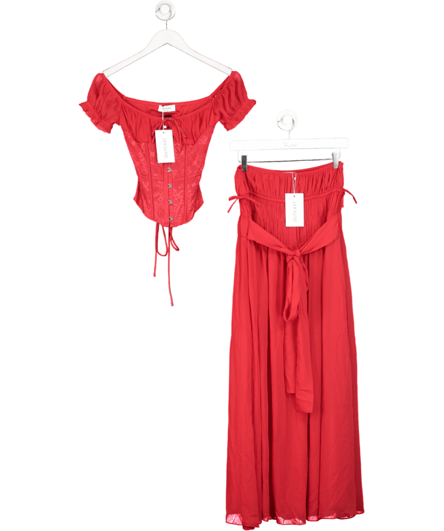 outcast Red Lubela Corset Top And Skirt UK XS - Reliked