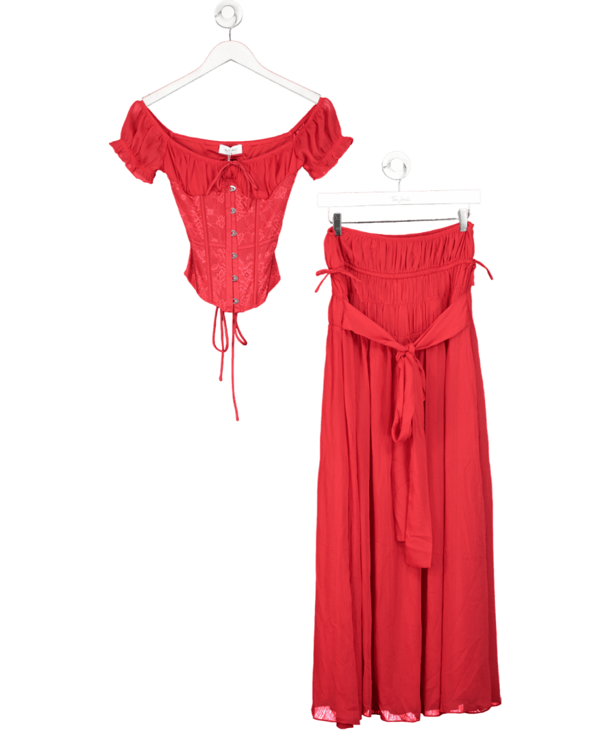 outcast Red Lubela Corset Top And Skirt UK XS - Reliked