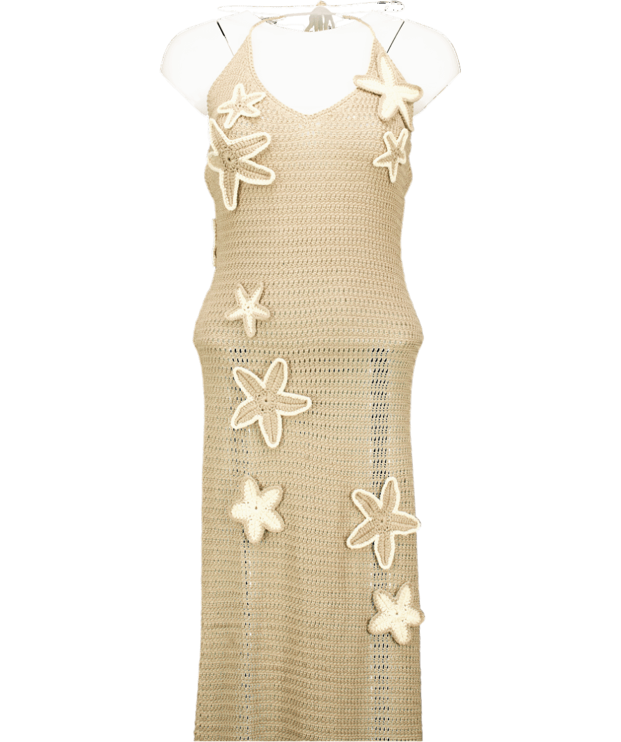 Outcast Umbra Maxi Dress Beige & White UK S/M - Reliked