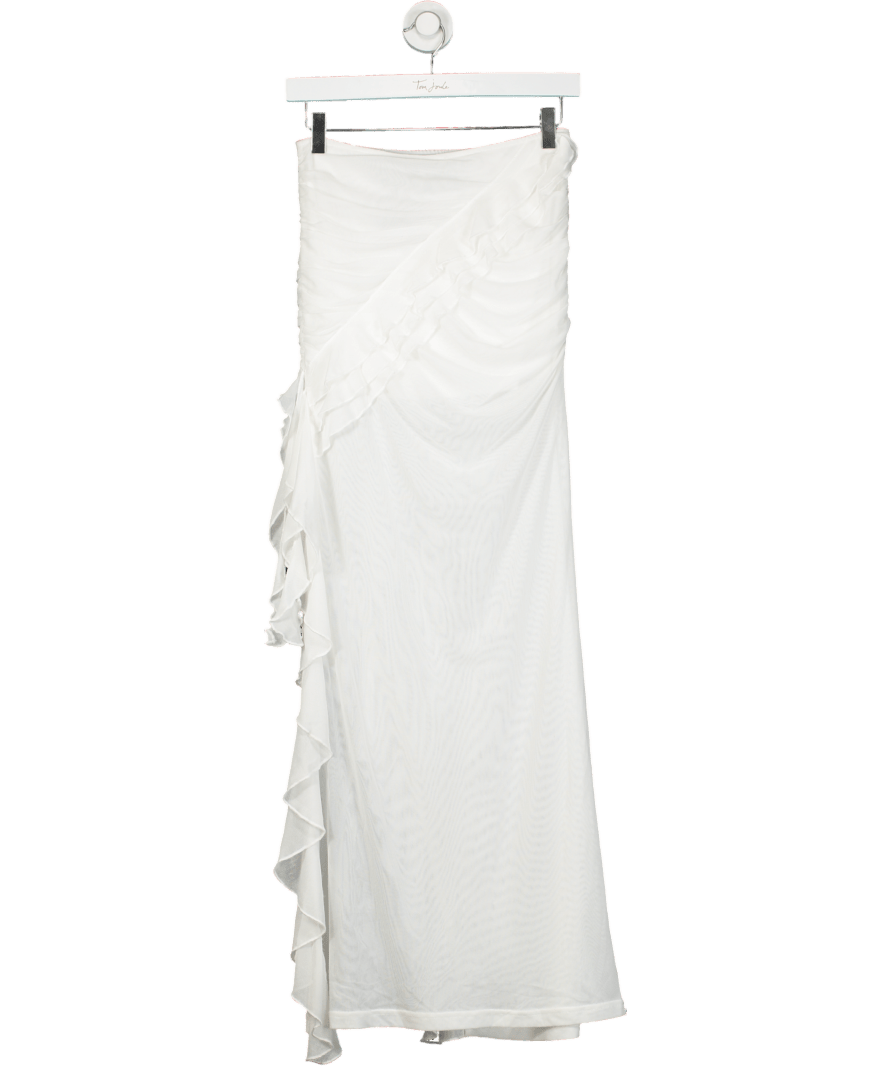Outcast White Bandeau Ruffle Dress UK S - Reliked