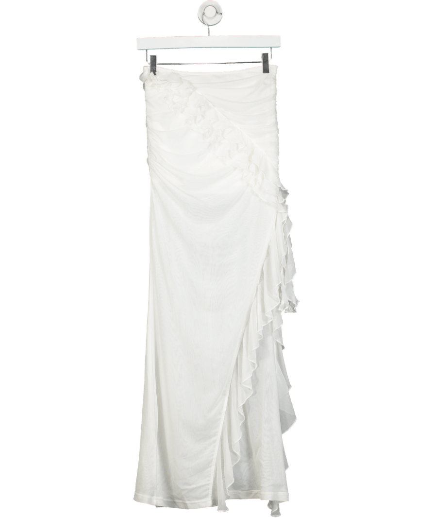 Outcast White Bandeau Ruffle Dress UK S - Reliked