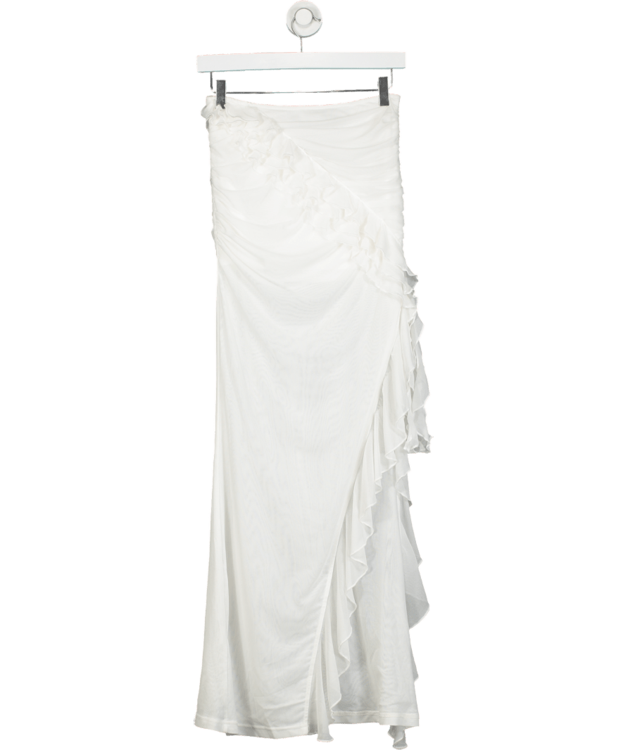 Outcast White Bandeau Ruffle Dress UK S - Reliked