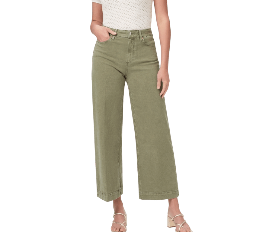 PAIGE Green Anessa High - rise Wide - leg Jeans W27 - Reliked