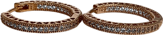 Pandora Metallic Sparkle & Hearts Hoop Earrings - Reliked