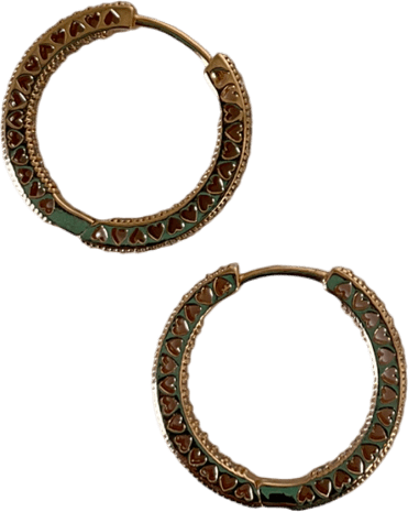 Pandora Metallic Sparkle & Hearts Hoop Earrings - Reliked