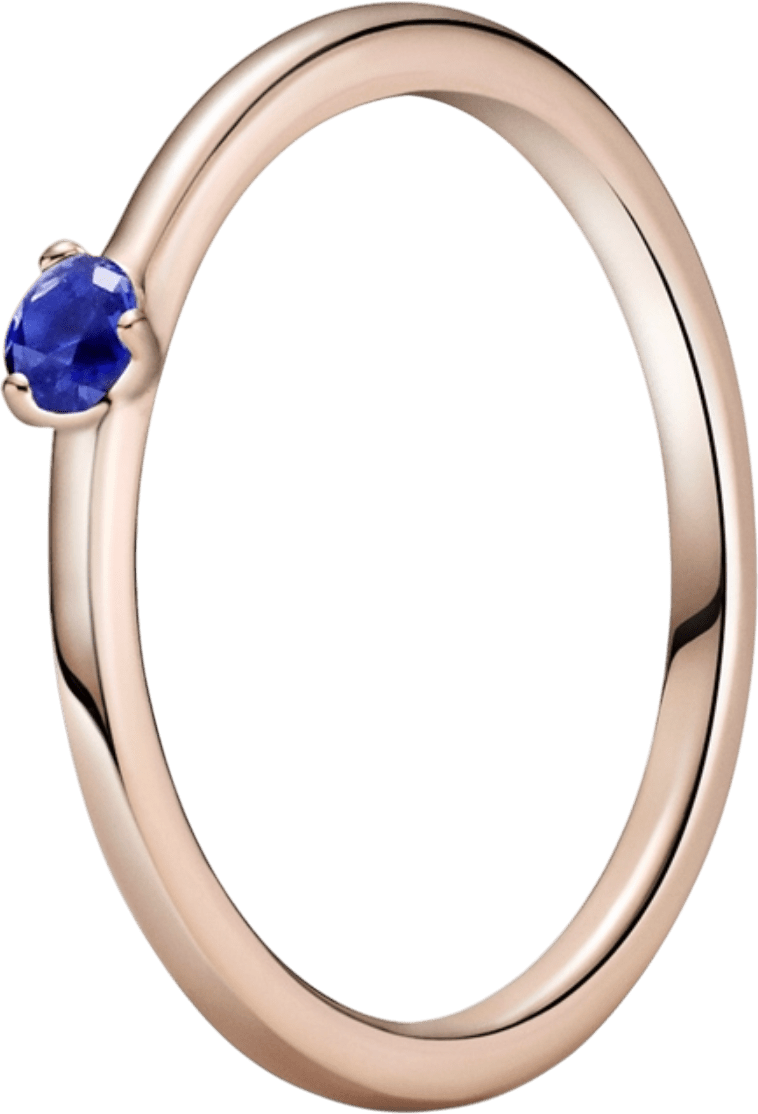 Pandora Ring Astral Blue Solitaire Rose Gold - plated Sterling Silver Ring Sz 52 - Reliked