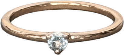 Pandora Rose Gold Plated Sterling Silver Light Blue Solitaire Ring Sz 52 - Reliked