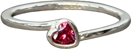 Pandora Sterling Silver Red Tilted Heart Solitaire Ring Sz 52 - Reliked
