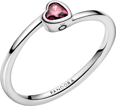 Pandora Sterling Silver Red Tilted Heart Solitaire Ring Sz 52 - Reliked