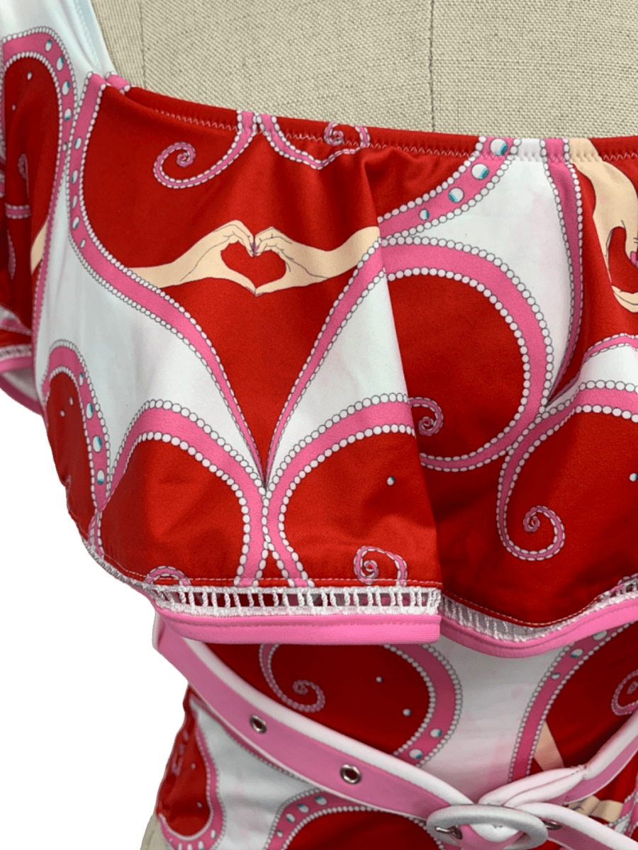 Paolita Red Heart Print Swimsuit UK S - Reliked