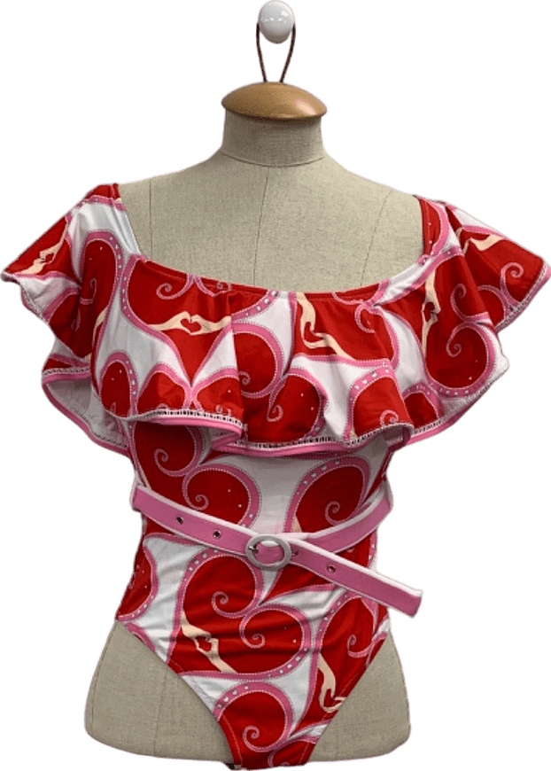 Paolita Red Heart Print Swimsuit UK S - Reliked
