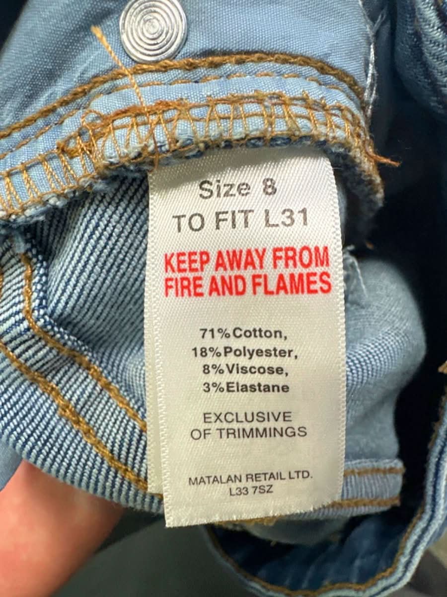 Papaya Denim Blue Skinny Jeans UK 8 - Reliked