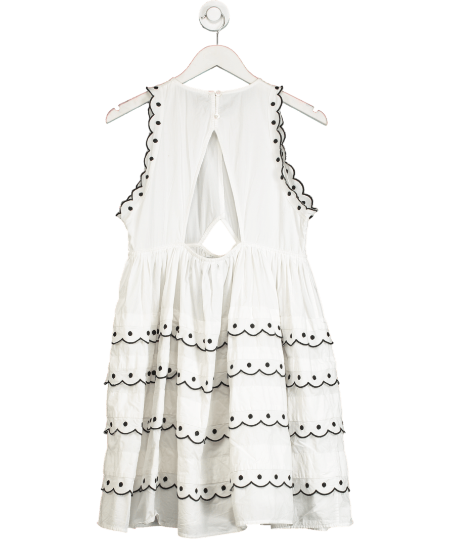 Paper London White & Black Scalloped Tiered Mini Dress UK 14 - Reliked