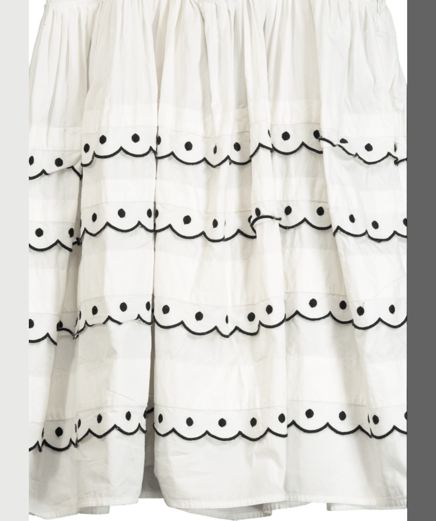 Paper London White & Black Scalloped Tiered Mini Dress UK 14 - Reliked