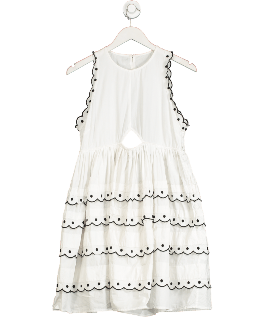 Paper London White & Black Scalloped Tiered Mini Dress UK 14 - Reliked