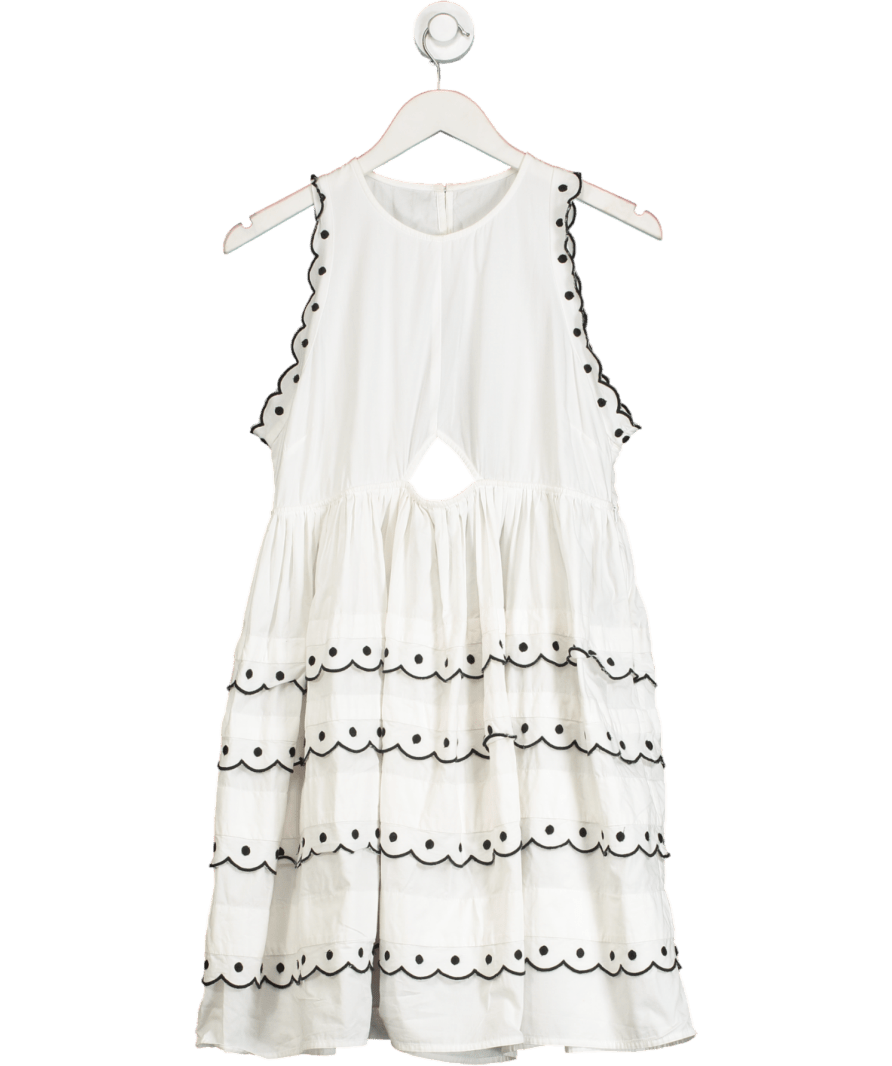 Paper London White & Black Scalloped Tiered Mini Dress UK 14 - Reliked