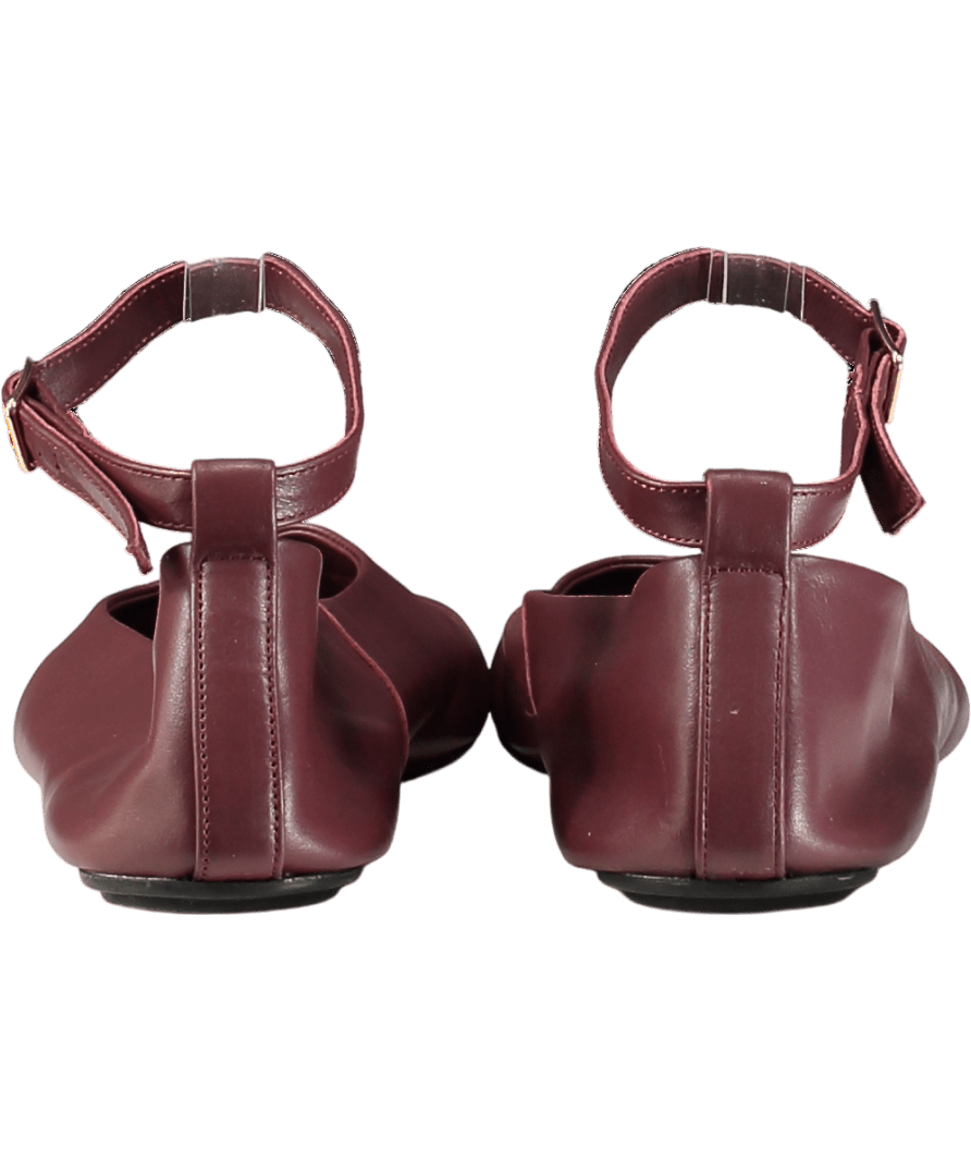Parfois Red Bordeaux Ankle Strap Ballet Flats UK 7 EU 40 👠 - Reliked