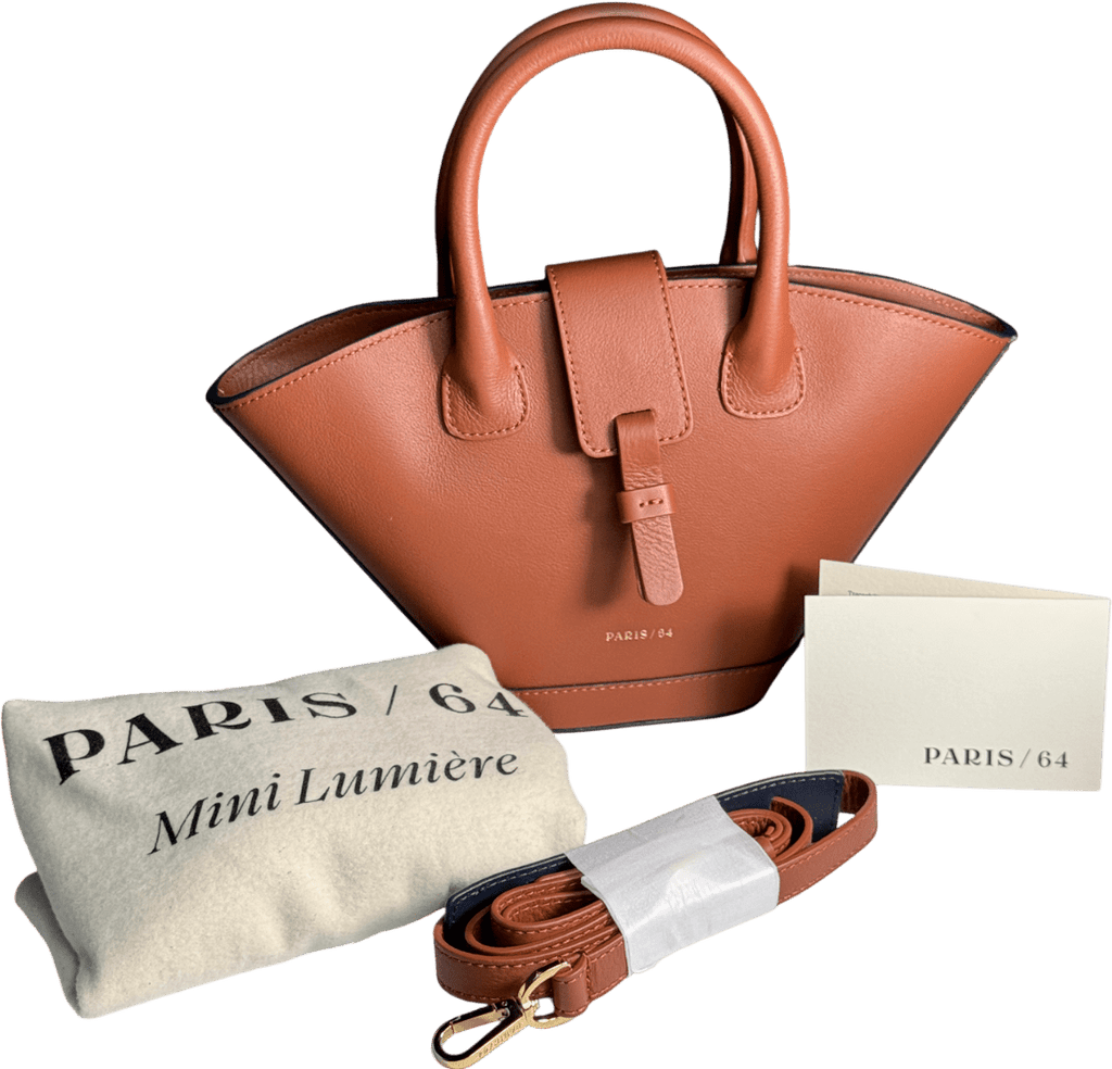 PARIS / 64 Brown Mini Lumière Caramel Leather Handbag. - Reliked