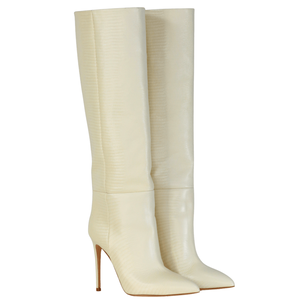 Paris Texas Cream Embossed Calfskin Knee High Boots UK 6 EU 39 👠 - Reliked