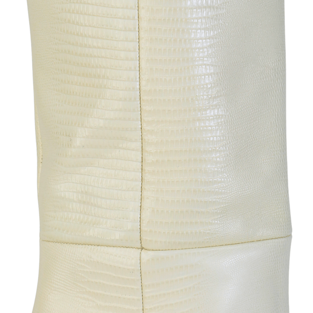 Paris Texas Cream Embossed Calfskin Knee High Boots UK 6 EU 39 👠 - Reliked