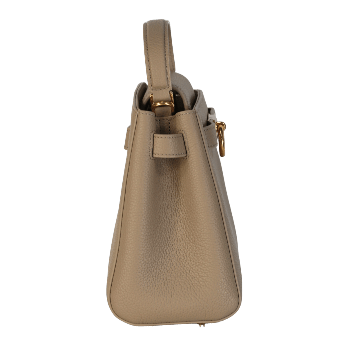 Parisa Wang Beige Madison Taupe Leather Top Handle Bag With Shoulder Strap - Reliked