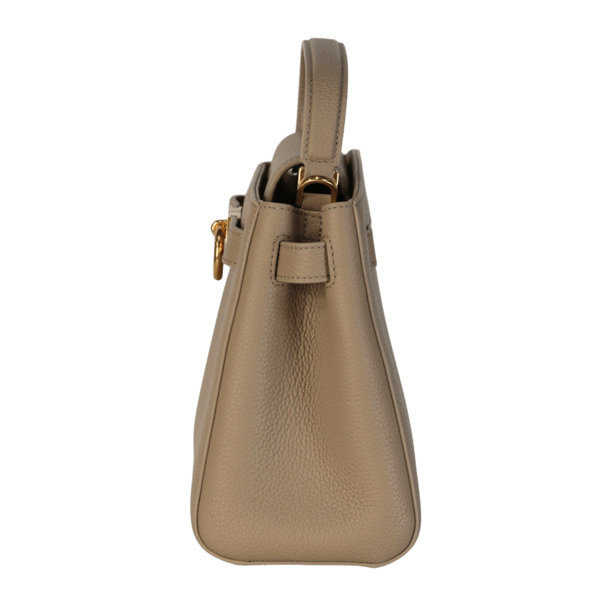 Parisa Wang Beige Madison Taupe Leather Top Handle Bag With Shoulder Strap - Reliked