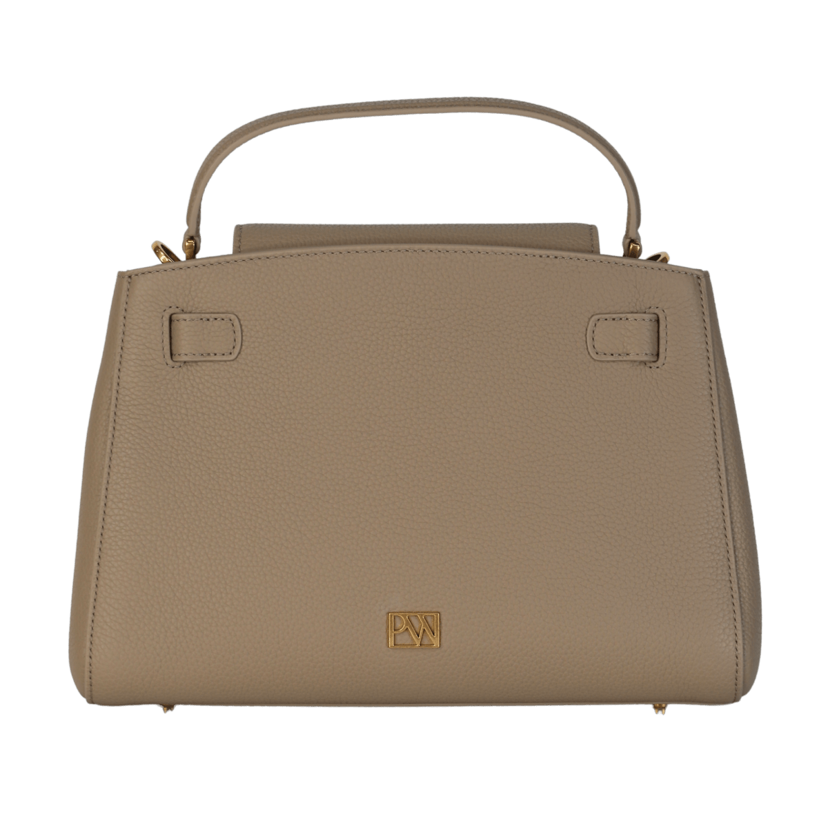 Parisa Wang Beige Madison Taupe Leather Top Handle Bag With Shoulder Strap - Reliked
