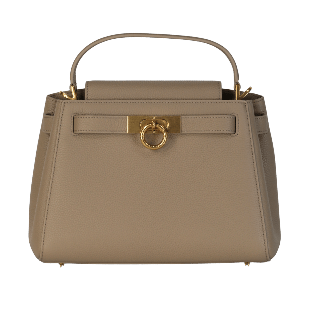 Parisa Wang Beige Madison Taupe Leather Top Handle Bag With Shoulder Strap - Reliked