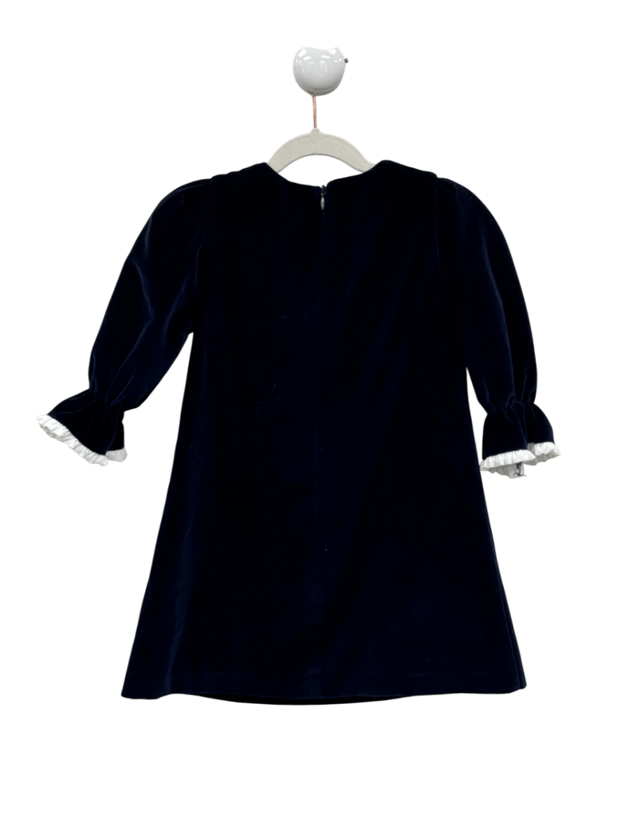 Patachou Navy Blue Ruffle Velvet Dress 4 Years - Reliked