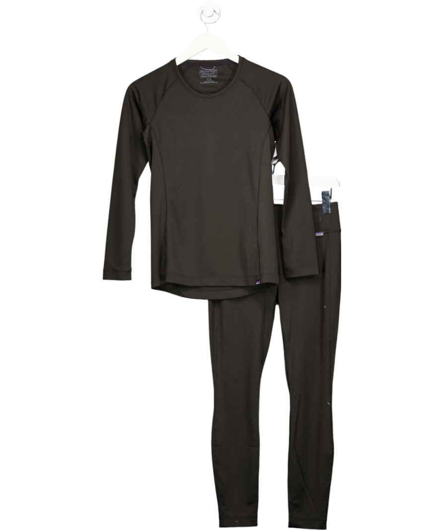 Patagonia Black Thermal Weight Crewneck & Maipo 7/8 Stash Tights UK XS - Reliked