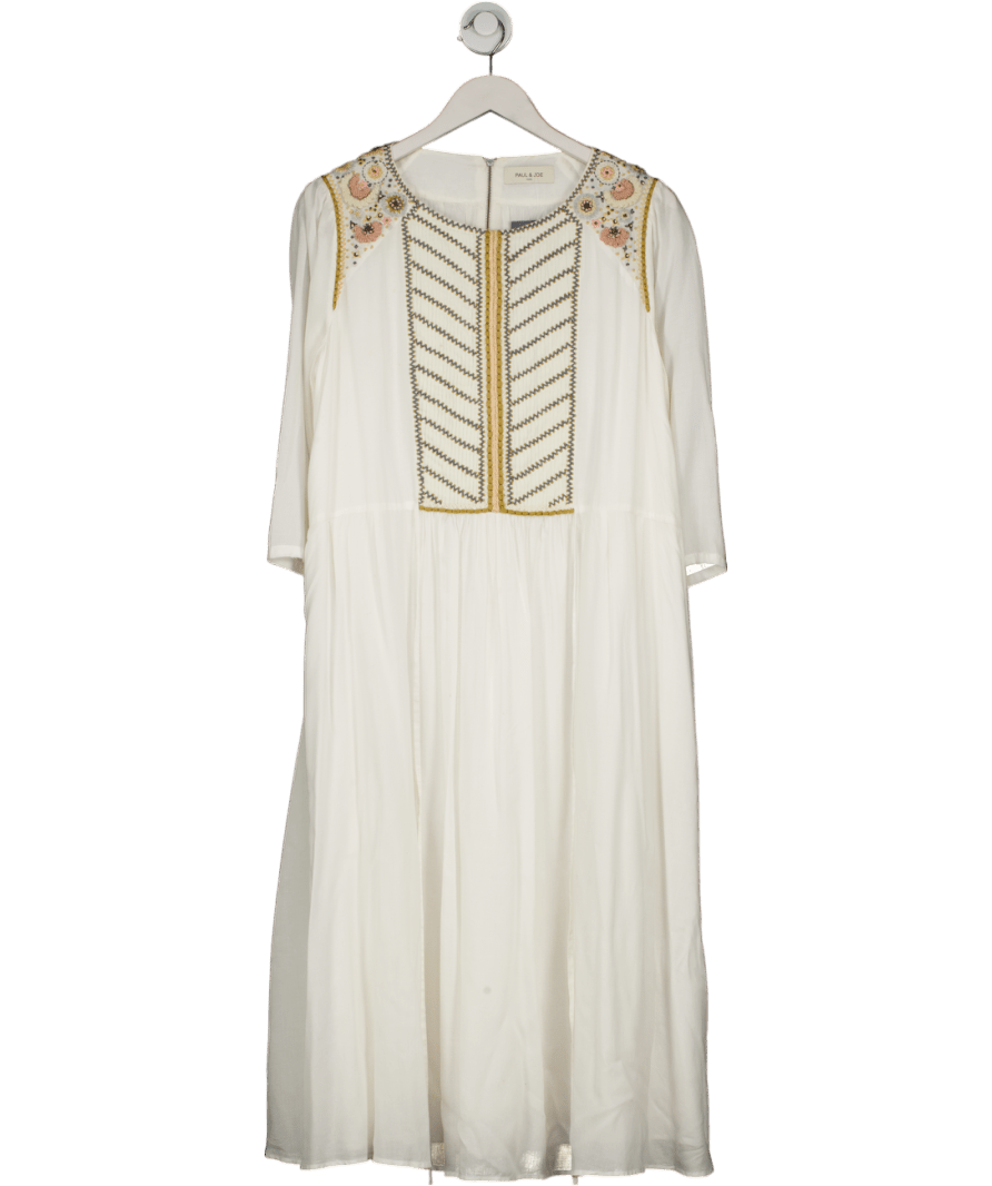 Paul & Joe Cream Hand Embroidered Midi Dress UK M - Reliked