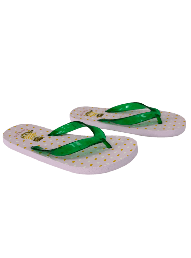 Paul & Joe Pink / Green Heart Print Flip Flops UK 4 EU 37 👠 - Reliked