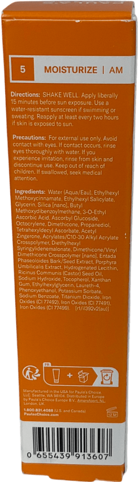 Paula's Choice 5% Vitamin C Sheer Moisturizer Spf 50 60ml - Reliked