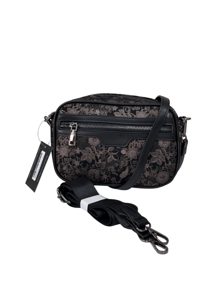Pavers Black Floral Print Crossbody Camera Bag - Reliked