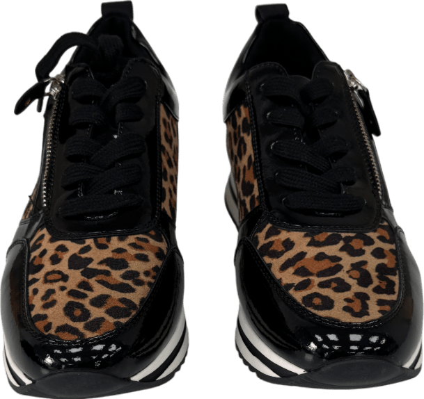 Pavers Black Leopard Zip Up Laced Trainers UK 6 EU 39 👠 - Reliked